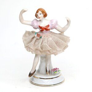 Vintage Occupied Japan Porcelain Ballerina Figurine Pink Tulle Skirt Dancer Coll